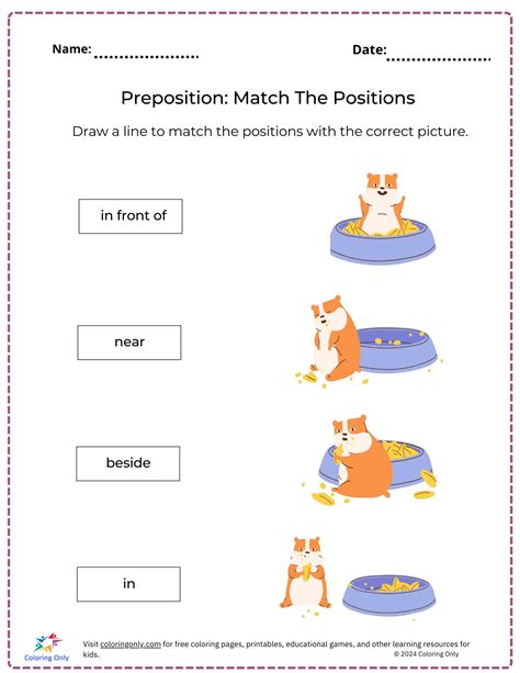 Image result for Preposition Matching Worksheet