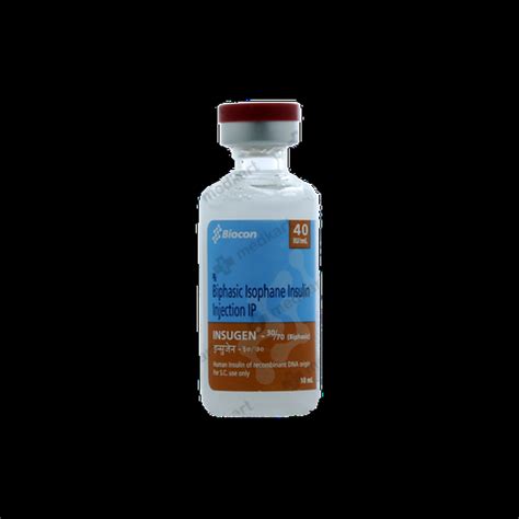 INSUGEN 30/70 40IU VIAL 10 ML : View Price, Combination and ...