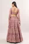 Buy Purple Net Gota Patti, Embroidery Round Neck Floral Vine Lehenga ...