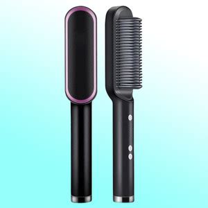 JPRO D New Black Heating Hair Straightening Brush Ceramic Protection ...