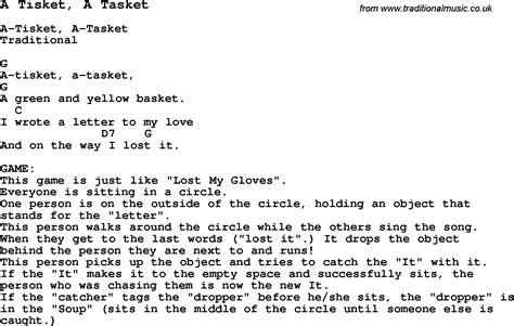Summer Camp Song, A Tisket, A Tasket, with lyrics and chords for ...