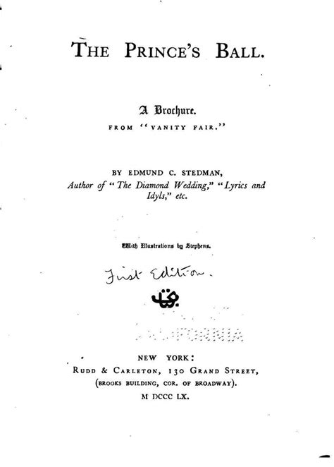 The Prince's Ball. A Brochure. From Vanity Fair eBook : Stedman, Edmund ...