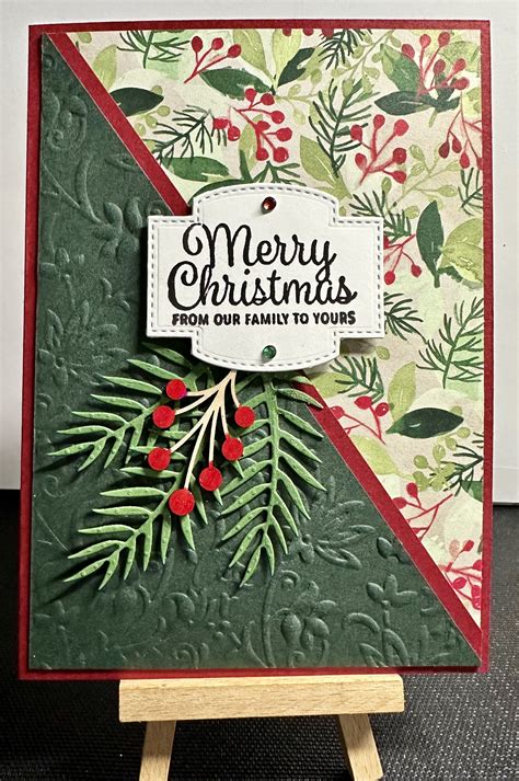 Handmade Christmas Card with Holly and Berries