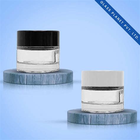 50GM Clear Glass Jar Imported with Black and White Cap – Glass Planet ...