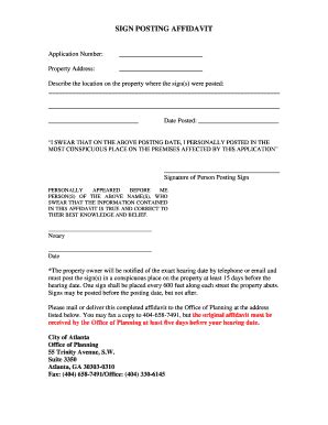 GA Sign Posting Affidavit - City Of Atlanta 2015-2026 - Fill and Sign ...