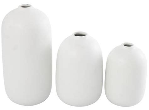 Set of 3 White and Black Leaf Ceramic Vases 6/7/10"H | Steinhafels