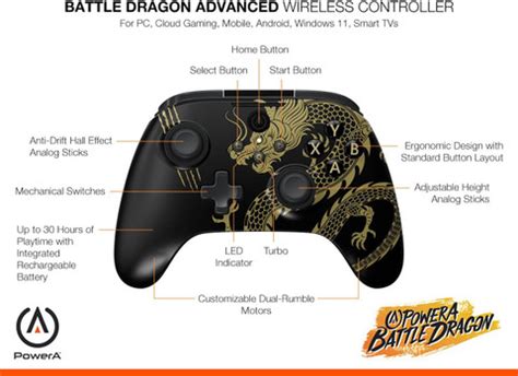 PowerA Battle Dragon Advanced Controller for Cloud Gaming, PC, Gamepad ...