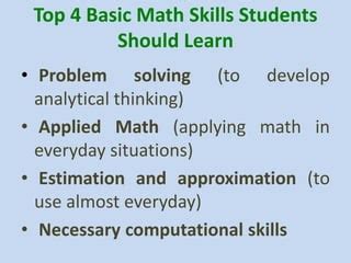 Image result for List of Basic Math Skills