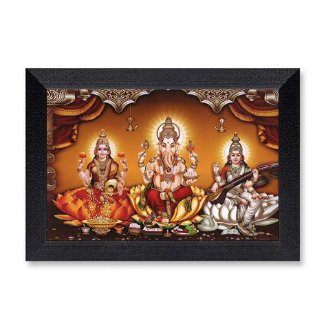 Ritwikas Synthetic Wood Laxmi Ganesh Saraswati Painting, Multicolour ...