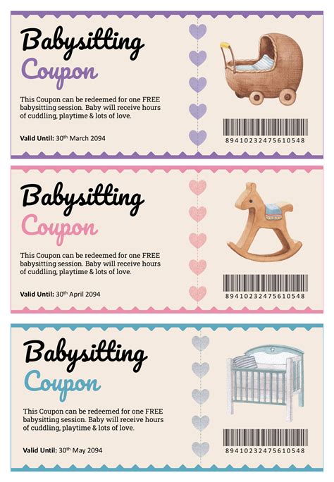 4 Per Page Babysitting Coupon Template - PowerPoint | Google Slides ...