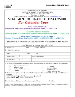 2019 Statement of Financial Disclosure Doc Template | pdfFiller
