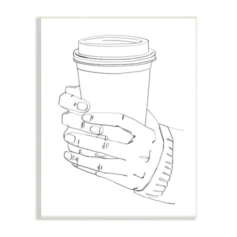 Stupell Industries Firm Hands On Coffee Cup Minimal Line Drawing Ziwei ...