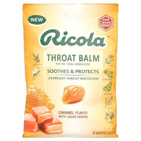 Ricola Caramel Throat Balm, Throat Care Cough Drops, 34 Count - Walmart.com