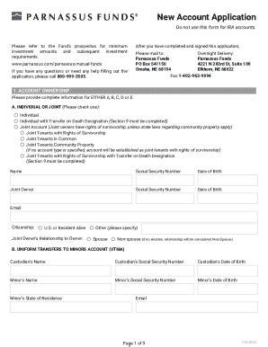 Fillable Online New Account Application Form - Parnassus Funds 2024 Fax ...