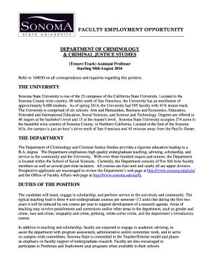 Fillable Online Sample Position Opportunity Announcement (Tenure-Track ...