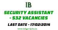 IB Security Assistant Recruitment 2014 Apply Online