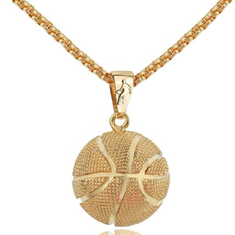 COLORFUL BLING Basketball Pendant Gold Silver Stainless Steel Chain ...
