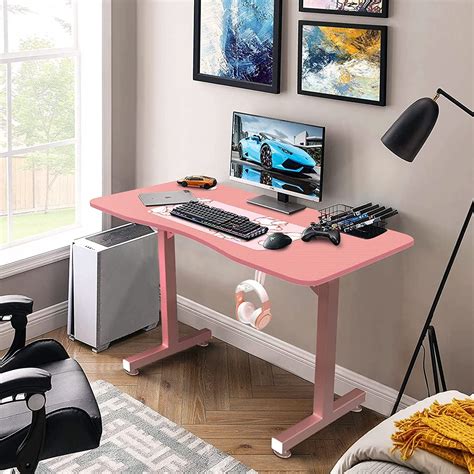 Buy Vitesse Pink Gaming Desk 40 Inch Computer Desk Cute Gaming Table T ...