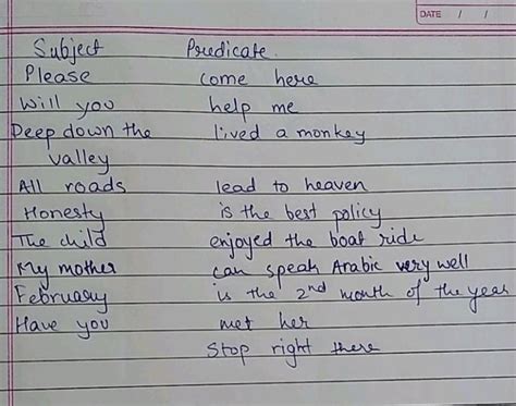 B 7. 3. 5. Identify the subject and the predicate in each of these ...
