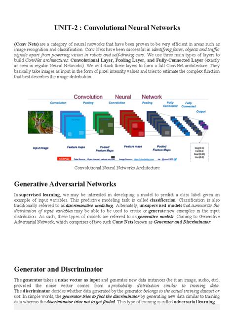 UNIT 2: Convolutional Neural Networks & GANs Overview - Studocu