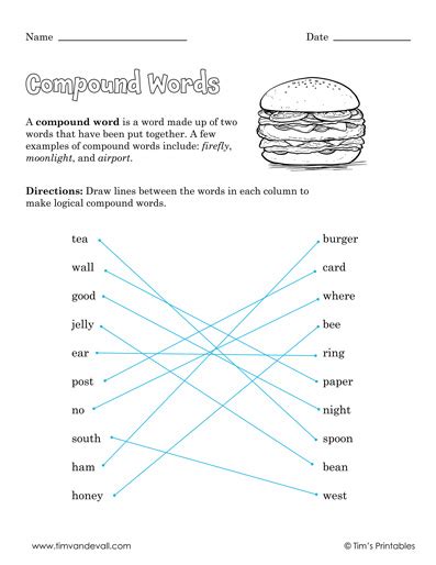 Compound Word Worksheet 的图像结果