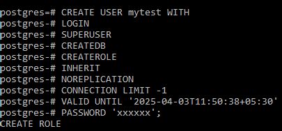 Image result for PostgreSQL Create User