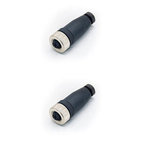 2 Pcs M12 Connector 4 pin Female D Code Straight Unshielded Screw-Joint ...