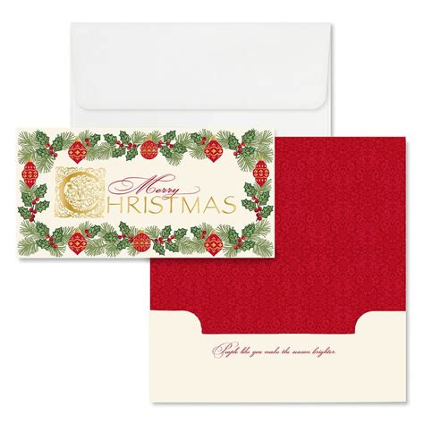 Antique Greenery Ornaments Holiday Money Card Holders / Gold Foil Gift ...