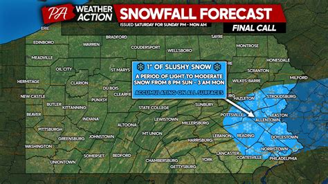 PA - FINAL CALL SNOWFALL FORECAST FOR TONIGHT... Very little change to ...