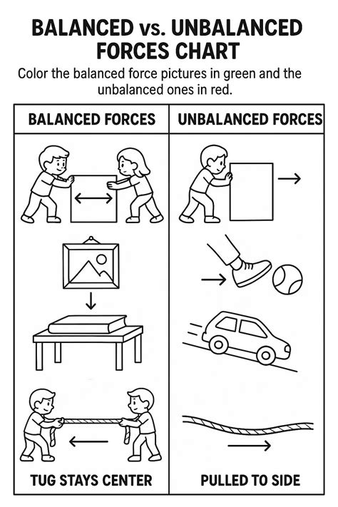 Balanced vs. Unbalanced Forces Chart Worksheet - Download & Print Now!