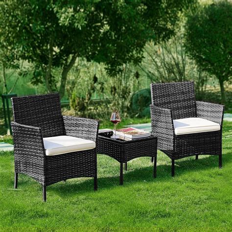 Patio Furniture Set 3 Pieces All-Weather Rattan Outdoor Furniture Patio ...