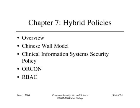 07 - material - Chapter 7: Hybrid Policies Overview Chinese Wall Model ...