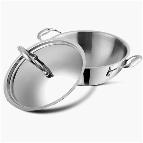 Buy VINOD Platinum Triply Stainless Steel Kadai with Lid - 1.8L from ...