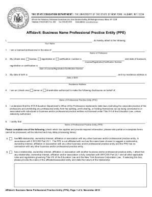 Fillable Online Affidavit - Business Name Professional Practice Entity ...