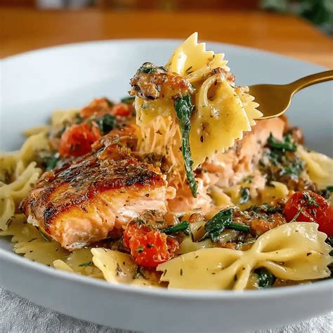 Healthy & Creamy Tuscan Salmon Pasta
