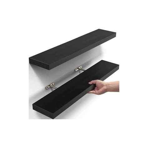 Buy Floating Shelf Set of 2, Rustic Wood Hanging Rectangle Wall Shelves ...