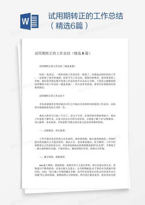 试用期转正工作总结Word模板下载_熊猫办公