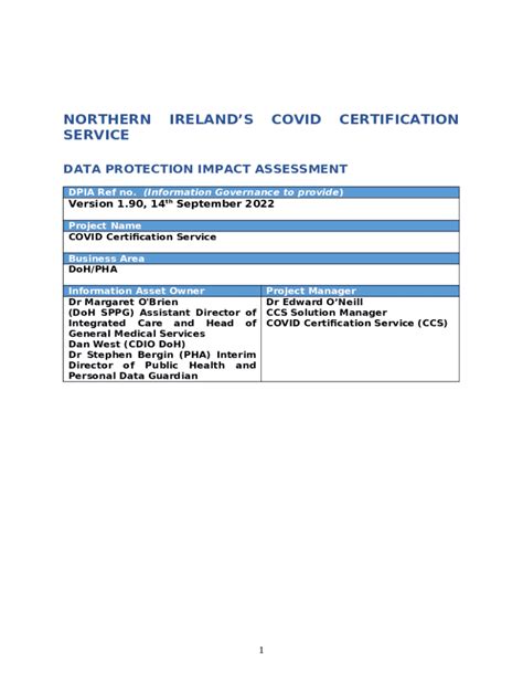 NORTHERN IRELAND'S COVID CERTIFICATION SERVICE Doc Template | pdfFiller