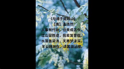 【原创】中华传统文化诵读：《与诸子登岘山》【唐】孟浩然 - YouTube