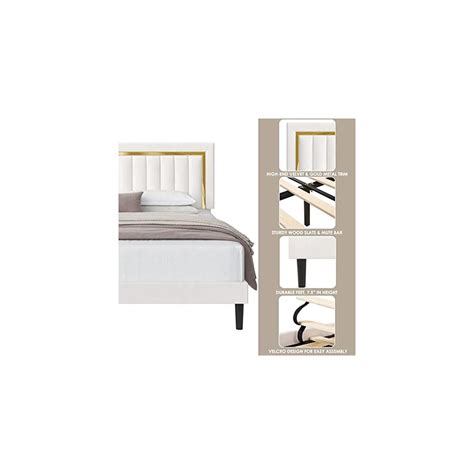 Buy HITHOS Queen Size Bed Frame with Adjustable Tufted Headboard ...