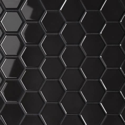 Hexagon Floor Tile Glossy Black Amazon.com: Hexagon 1x1 Porcelain