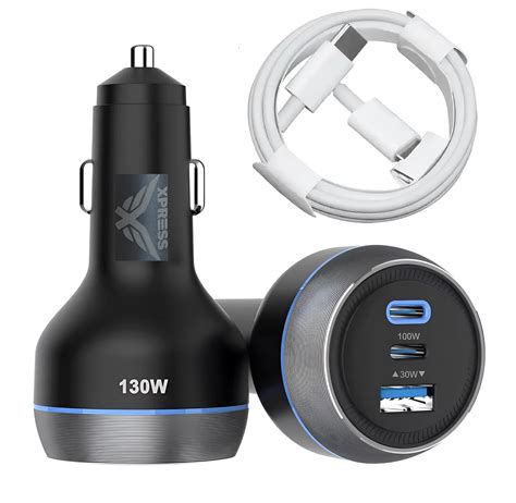 XPR3SS 130W 3 Port Car Charger & 2 Meter Length 240W with EMK Chip Type ...