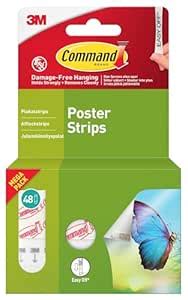 3M Command Damage-Free Poster Strips, White, Multi-Pack, Hangs 12 ...
