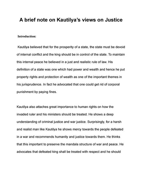 Kautilya views on Justice - A brief note on Kautilya’s views on Justice ...