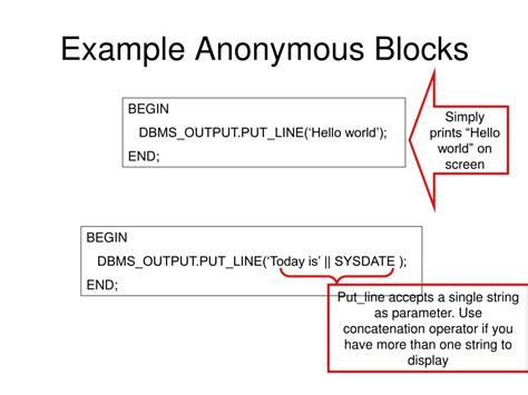 Image result for Anonymous PL/SQL Block Example