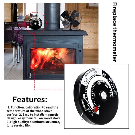 Buy Cusimax Stove Thermometer Fuel Pipe for Heat Power Wood Fan Alloy ...