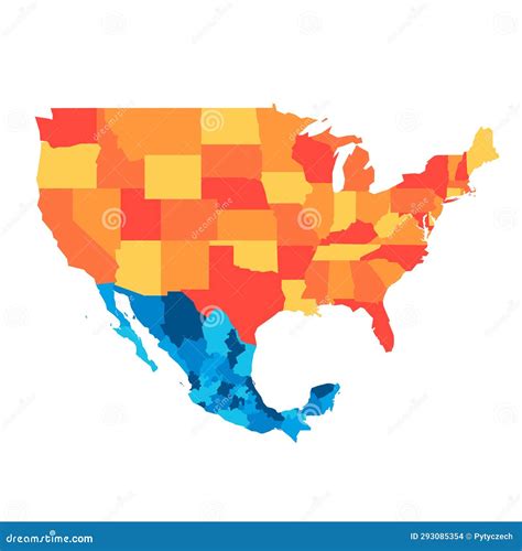 United States and Mexico Political Map Stock Vector - Illustration of ...