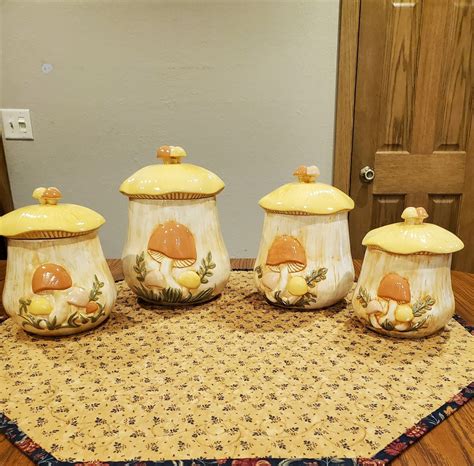 Canister Set Merry Mushrooms Canister Set Vintage Mid - Etsy