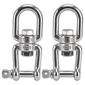 BORDSTRACT 2Pcs 8mm 360° Swing Swivel Ring Snap Rolling Shackle Device ...