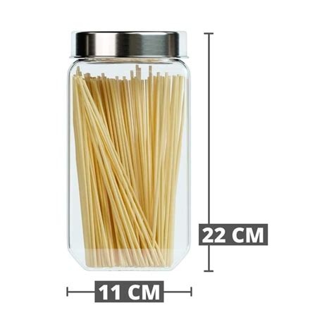 Femora Clear Glass Octo Kitchen Storage Jars, 2000 ml, Free Replacement ...